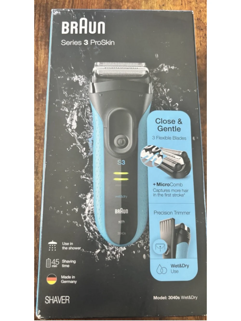 Braun Razor Series 3 ProSkin Rechargable Wet Dry Foil Precision Trimmer 3040S